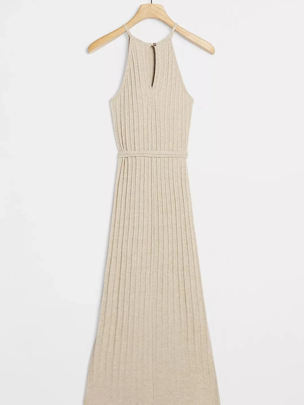 NWT Anthropologie/Amadi Caroline Knit Halter Maxi Dress In Oatmeal Womens M - Picture 2 of 16